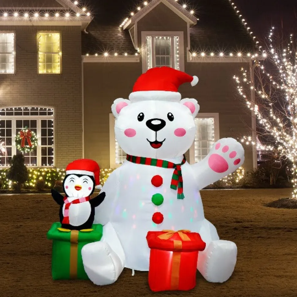 Structure De Noël Gonflable - Ours Polaire Et Pingouin