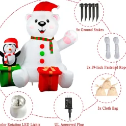 Structure De Noël Gonflable - Ours Polaire Et Pingouin