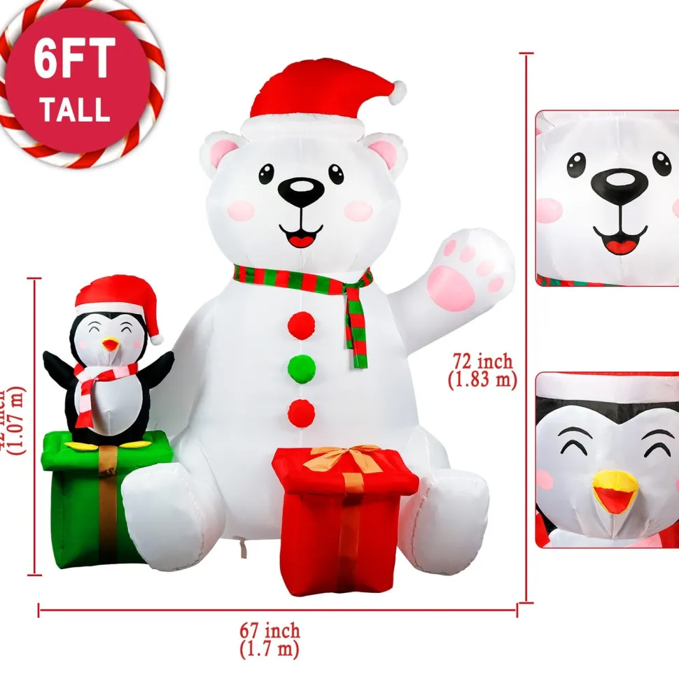 Structure De Noël Gonflable - Ours Polaire Et Pingouin