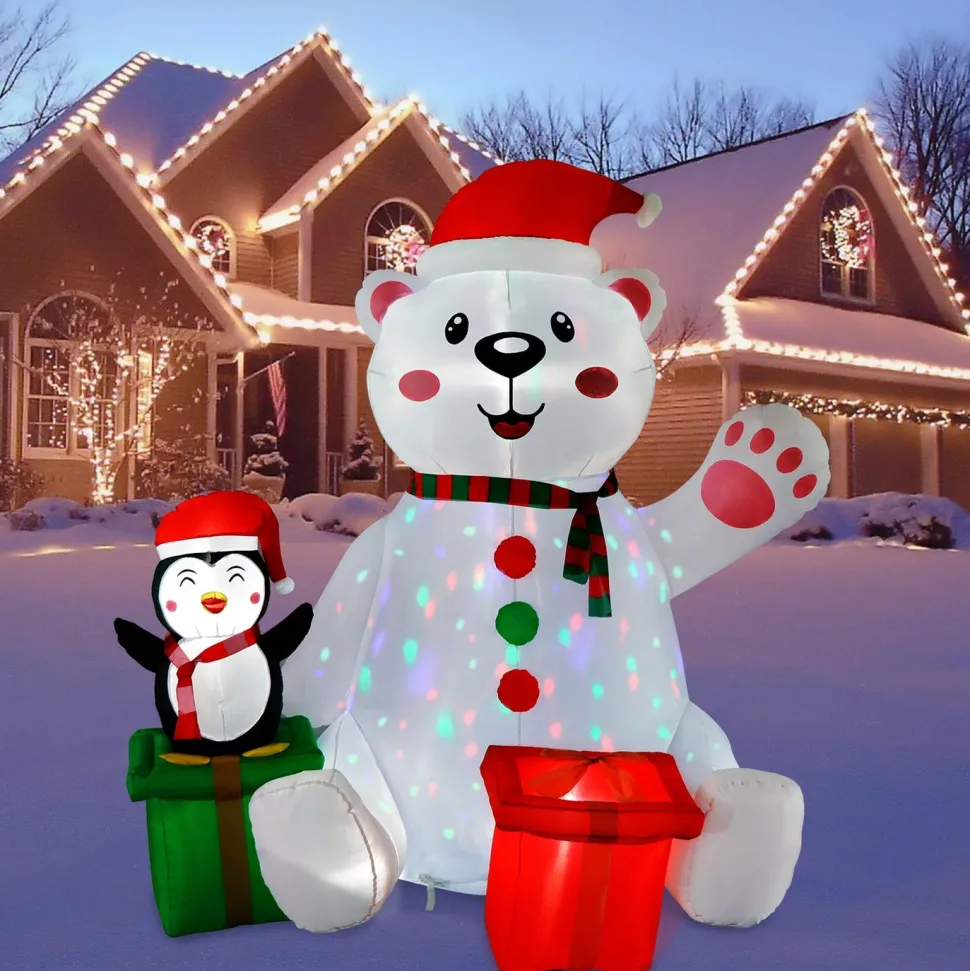 Structure De Noël Gonflable - Ours Polaire Et Pingouin