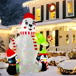 Structure De Noël Gonflable : Ours Polaire Avec Pingouin