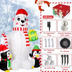 Structure De Noël Gonflable : Ours Polaire Avec Pingouin