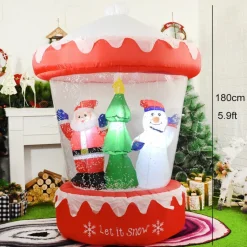 Structure De Noël Gonflable : Manège Enneigé Avec Père Noël Sapin Bonhomme De Neige