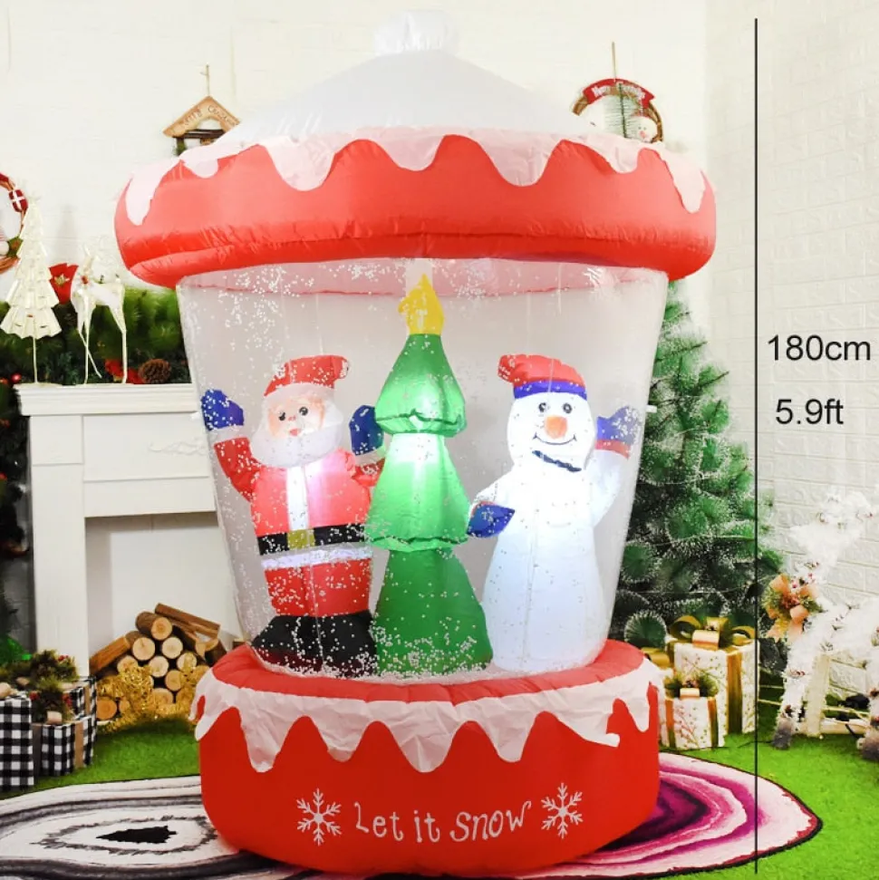 Structure De Noël Gonflable : Manège Enneigé Avec Père Noël Sapin Bonhomme De Neige