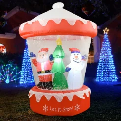 Structure De Noël Gonflable : Manège Enneigé Avec Père Noël Sapin Bonhomme De Neige