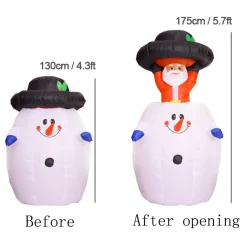 Structure De Noël Gonflable : Père Noël Caché Dans Un Bonhomme De Neige