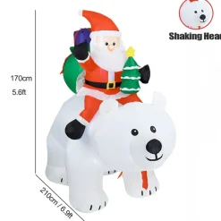 Structure Noël Gonflable : Père Noël Sur Un Ours Blanc