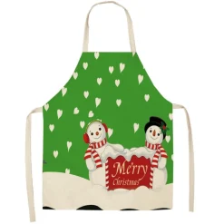 Tablier De Noël - Bonhomme De Neige Vert