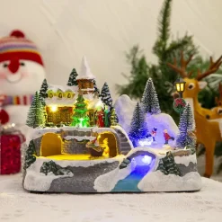 Village Illuminé De Noël - Neige Et Sapin